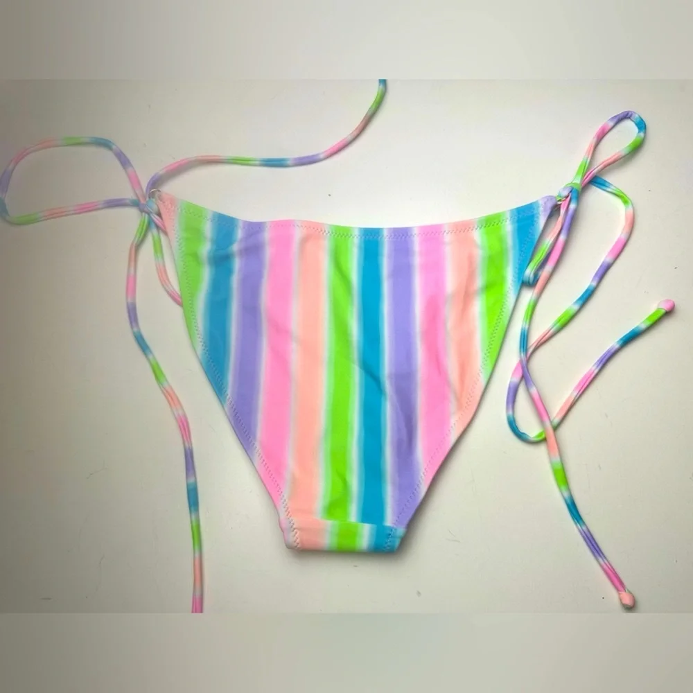 Kulani Kinis Multicolored FullCoverage Tie Sides Fairy Floss Bikini Bottom NWT S